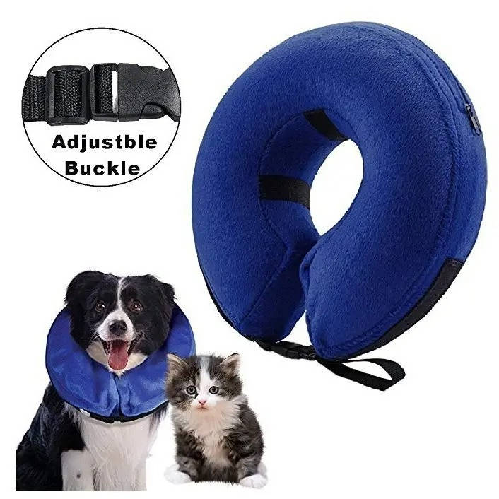Dog Recovery Donut Collar with Adjustable Strap and Washable Cover