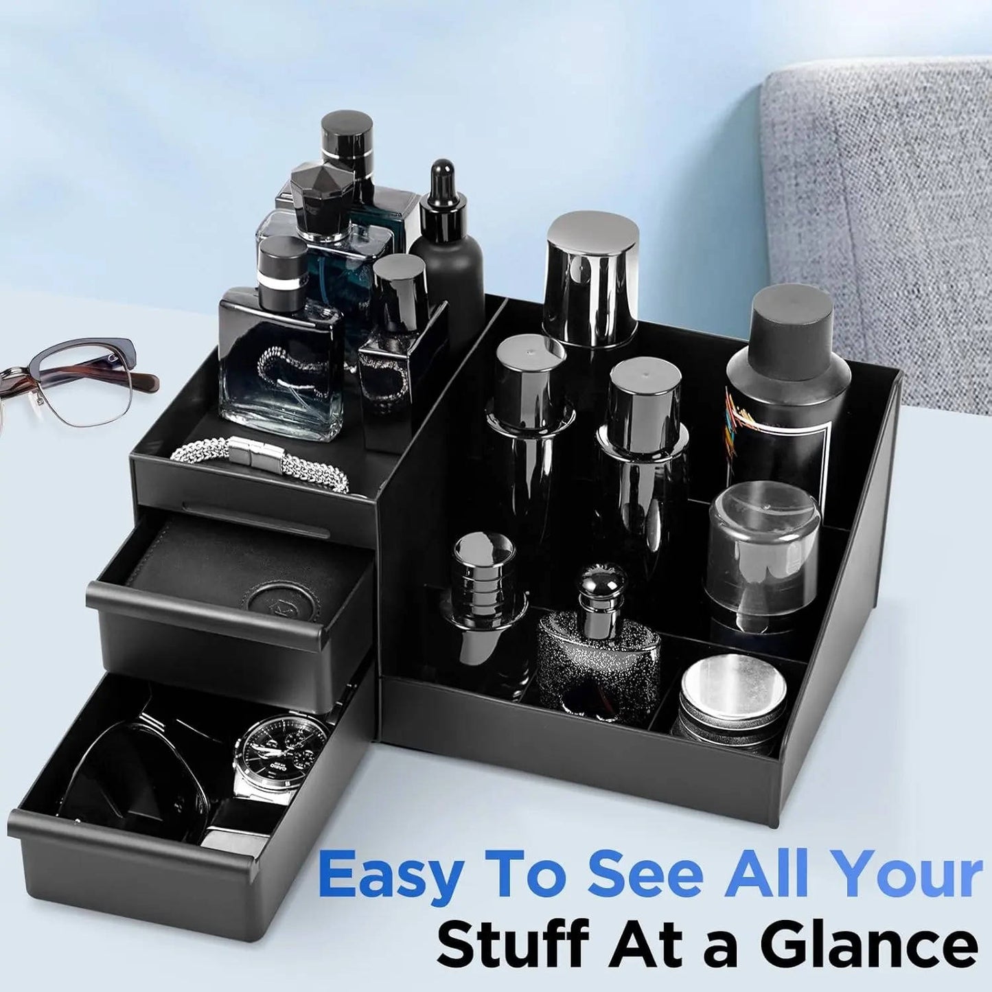 Mens Cologne Organizer Stand, Perfume Display Shelf Dresser Organizer for Bathroom Bedroom