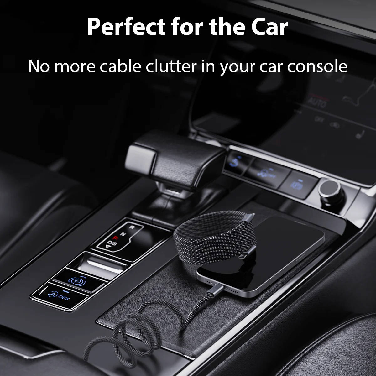Self-Coiling Magnetic Charging Cable with Dual Tips and Data Sync, 3.3ft