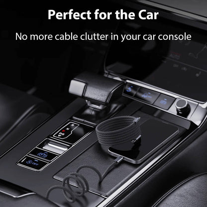 Self-Coiling Magnetic Charging Cable with Dual Tips and Data Sync, 3.3ft