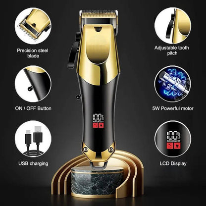 Gold Hair Clipper Trimmer Kit for Men, 3 Piece USB Rechargeable Barber Set