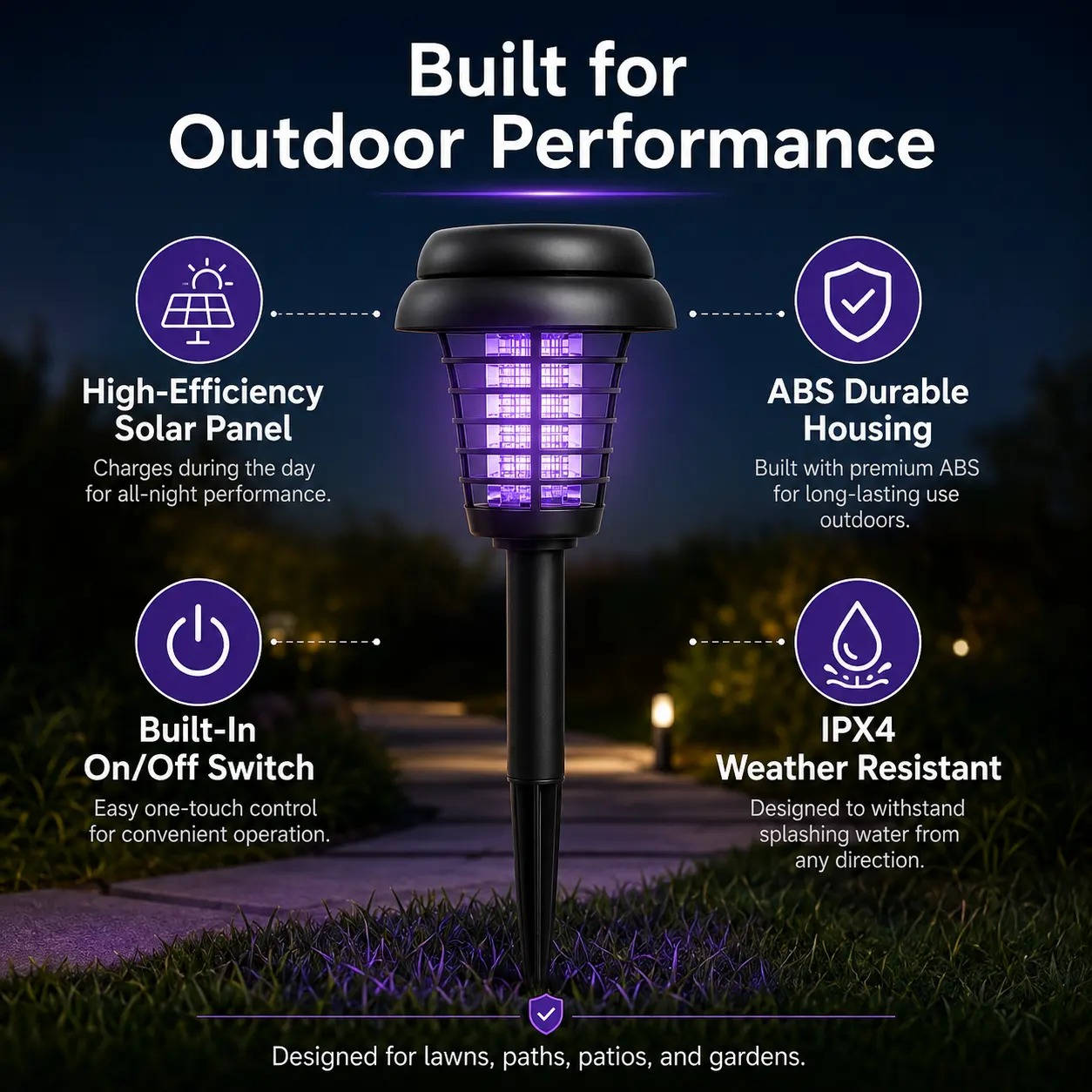 Solar Mosquito Zapper 2 In 1, Outdoor Bug Killer and Garden Yard Light