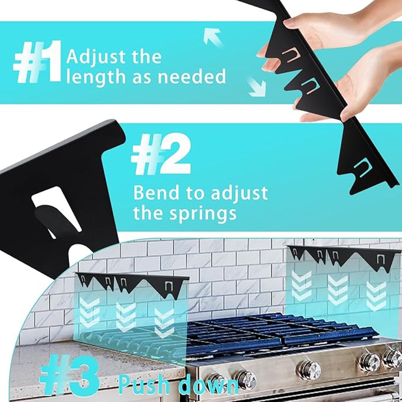 Retractable Stove Gap Cover with Stainless Steel Construction and Spring Adjustment