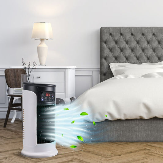 Portable Evaporative Air Cooler with 6 Speed Settings and Humidifying Function, 300ml Tank