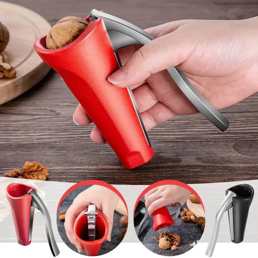 Lever Nutcracker with Ergonomic Grip and Non-Slip Base for Clean Shell Cracking