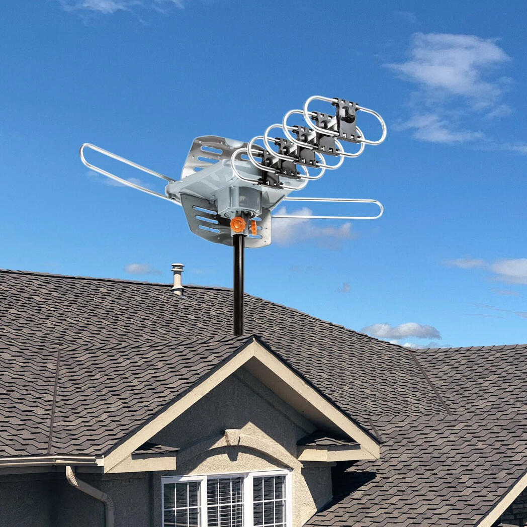 Motorized Outdoor TV Antenna with 360 Motor and Wireless Remote, UHF/VHF
