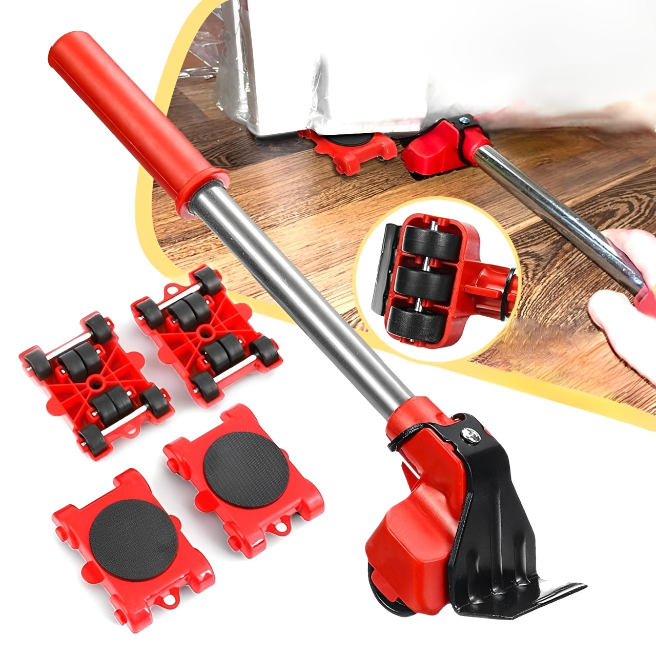 Furniture Lifter with 360-Degree Rolling Pads and Non-Marking Wheels